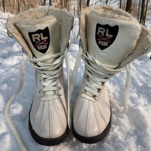 Polo Ralph Lauren Toronto Cream Shearling Lined Winter Snow Boots Youth 5Y
